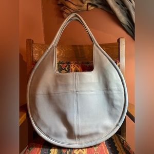 Light blue leather Julien circle tote Anthropologie